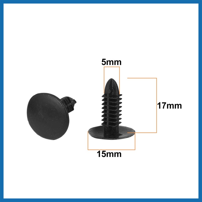 A ABSOPRO 50 Pcs Black Plastic Rivet Clips 5mm x