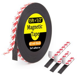 Jianwen Magnetic Tape, 15 Feet × 1/2 Inch Magnet Tape with 3M Adhesive Backing, Magnetic Strip Ideal for Classroom Projects, Crafts, and Home Organization