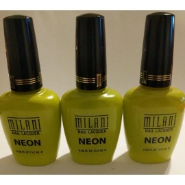 Milani Nail Lacquer 503 totally 80's Neon Green Nail Polish Set Bundle of 3