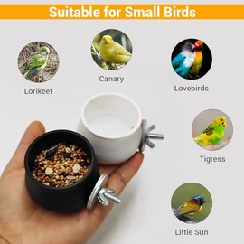 Cuenco pequeño para pájaros, 2 Unidades, de plástico, para Colgar, 5 x 4 cm, con Soporte de sujeción para pájaros, Loros, cacatúas, periquitos, periquitos, periquitos