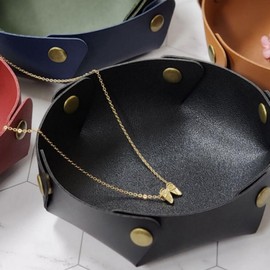 Stylish Multi-purpose Leather Snap Tray for Accessory Organization (Small) Random Color 5ea