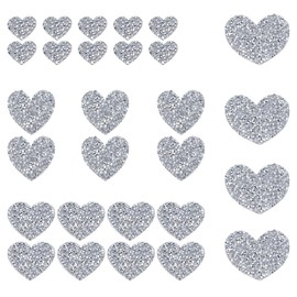 HOBBIESAY Pack of 28 Heart Rhinestone Sew-On Heart Iron-On Patches, Handmade Heart Applique, Heart Bling Patches, Silver, for Homemade Clothing, Jeans, Handbags, Backpacks, Jackets, Shoes