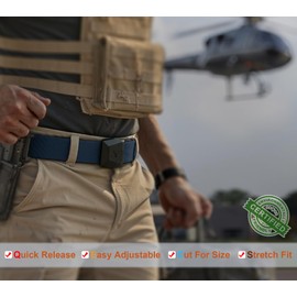 BULLIANT Tactical Belt for Men, Men Stretch Nylon Web Gift Belt 1.5"-Hiking Rigger Military Work-Quick Release(Purplish Blue,34"-38" Waist Adjustable)