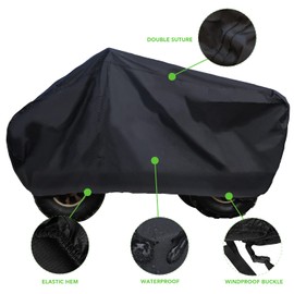 XYZCTEM Waterproof ATV Cover, Heavy Duty Black Protects 4 Wheeler from Snow Rain or Sun (Black, 88 inch)