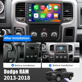 Car Radio for Dodge RAM 1500 2500 3500 2013-2018 Android 13 Head Unit for Ram 9 inch IPS Touch Screen with Wireless Carplay Android Auto GPS Navigation FM/Back up Camera SWC(Manual AC Only)