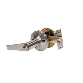 Zion Privacy Lock Straight Lever Door Lever Satin Nickel Door Knob, Silver with Lock and Key for Bathrooms and Bedrooms