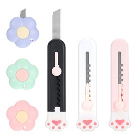 6 Pack Mini Box Cutter, Cute Box Cutter Cat Paw Boxes Cutters Utility Retractable Knives Cloud Pointed Pointed Cute Cardboard Razor Knife for Office, Home, Arts Crafts, Cartons, Cardboard, Paper