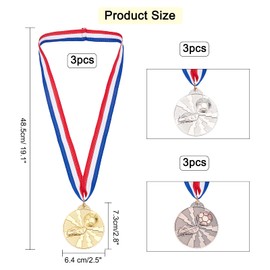 AHANDMAKER 9pcs 64mm Sports Game Medals Winner Award Sport Medals Real Award Medals Gold Silver Bronze Medal for Sports Soccer Games with Nick Ribbon Soccer Sport Medal