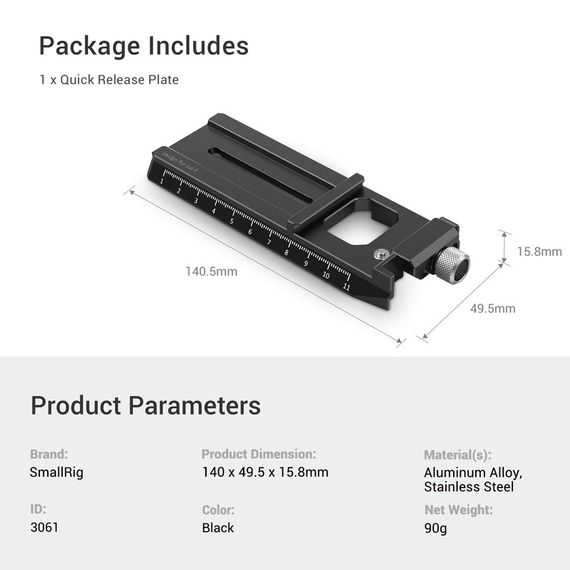 SMALLRIG RS2/RSC2/RS3/RS3 Pro/RS4/RS4 Pro Quick Release Plate with Arca-Swiss for