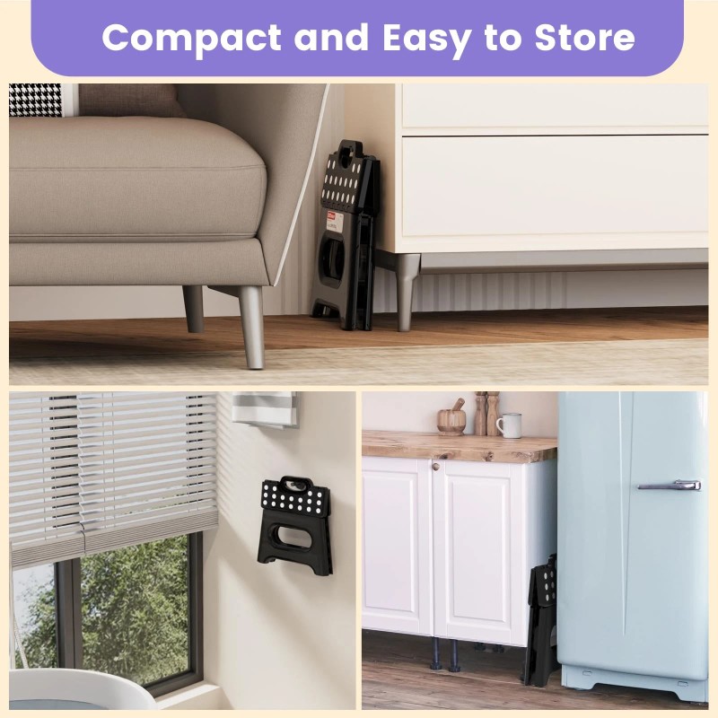 HBTower Folding Step Stool 9 Inch - Holds 600 lb,