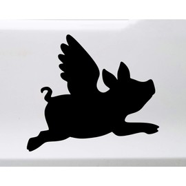 Minglewood Trading Sky Blue - Flying Pig Vinyl Decal - When Pigs Fly - Wings - Die Cut Sticker - 5w x 4.5h inches