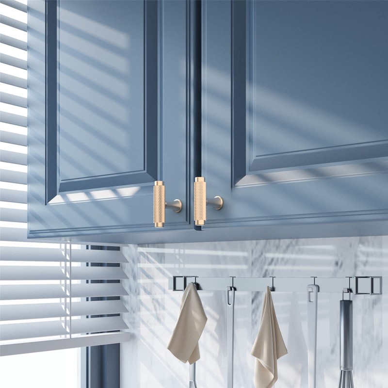 Coinkoly 10 Pack Brushed Gold Cabinet Knobs Knurled Kitchen Cabinet