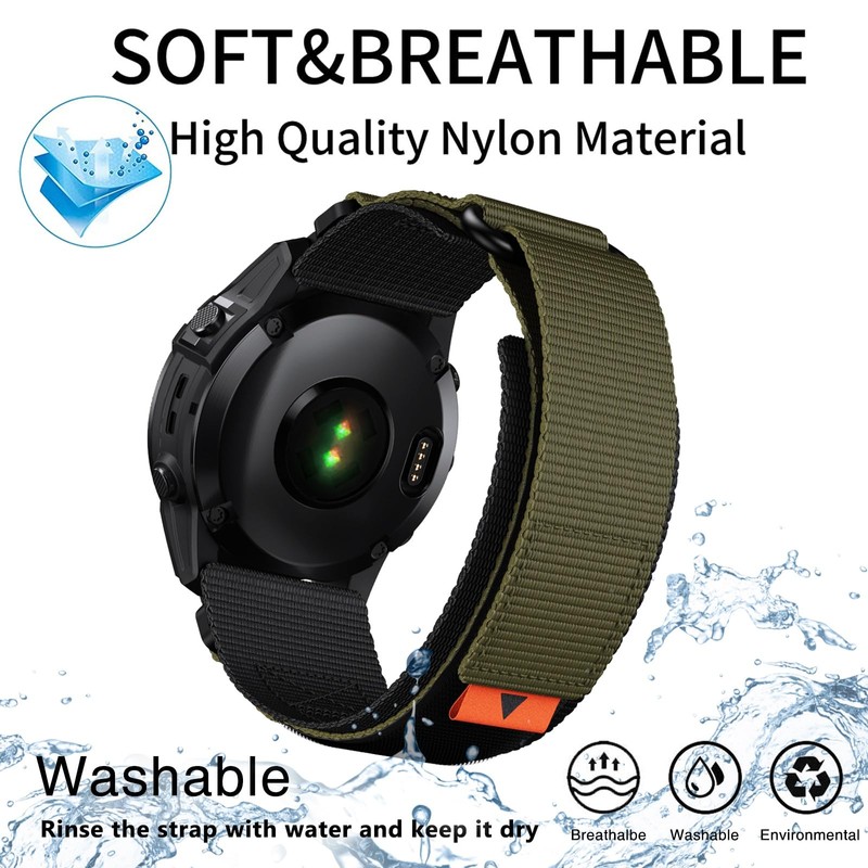 YOOSIDE Upgraded Quick Fit 22mm Nylon Watch Strap for Garmin