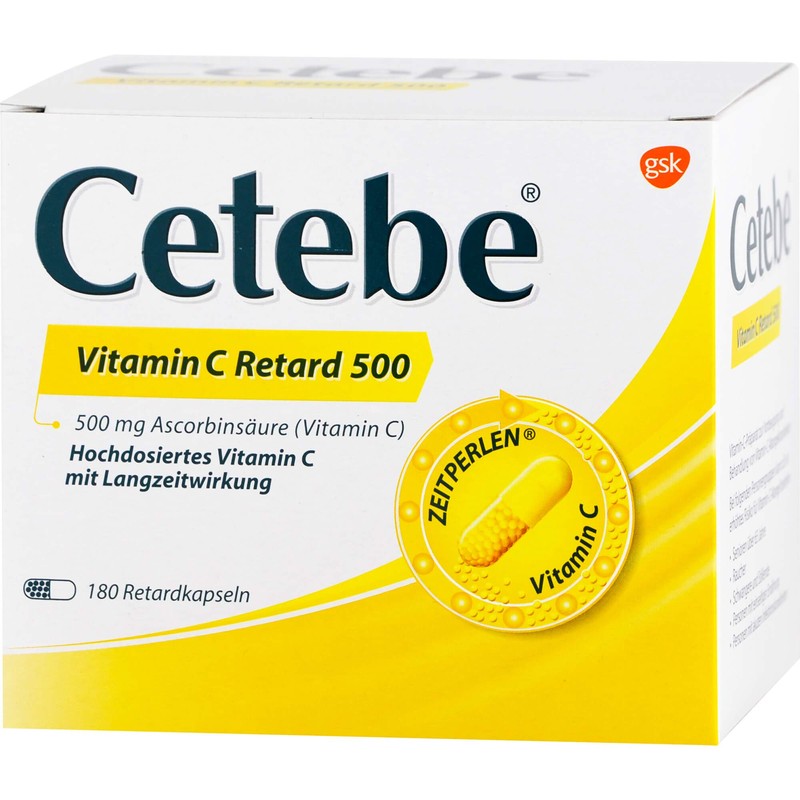 Cetebe Vitamin C Retard 500 Hartkapseln, 180 ct Capsules