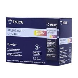 Trace Minerals Glicinato de Magnesio en polvo 30 sobres 3 g (0,11 oz) cada uno Suplemento de magnesio para ayudar a patrones de sueño saludables y relajación (30 Sobres, Limonada de bayas mixtas)