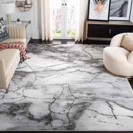 SAFAVIEH Craft Collection Area Rug - 8' Square, Grey & Silver, Modern Abstract Design, Non-Shedding & Easy Care, Ideal for High Traffic Areas in Living Room, Bedroom (CFT877G)