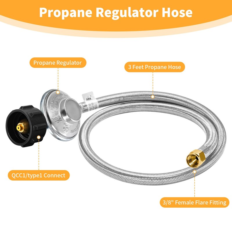 GasSaf 12FT Propane Regulator with Hose Grill Regulator Replacement