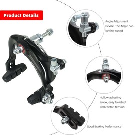 Bike Brakes Calipers, Bicycle Rim C Type Brake Sets, Front and Rear Side Pull C Caliper Brake with 48mm Pads and 4.33In Long Arm Fit for Most Road Bicycle, 1 Pair, Silver