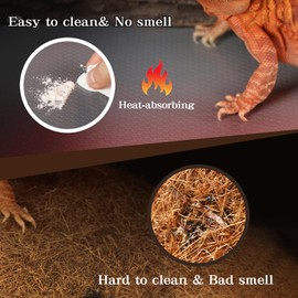zunzingy Bearded Dragon Tank Accessories, Reptile Mat, Reptile Terrarium Substrate Liner for Leopard Gecko, Lizard, Snake, Tortoise, Iguana Non-Adhesive Reptile Flooring (18"x72" Grey)