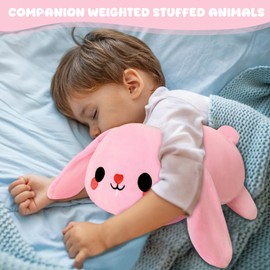 Xfrog Weighted Rabbit Plush, Weighted Rabbit Soft Toy Against Anxiety, Cute Bunny Plush Toy, Soft Bunny Cushion, Toy, Gift for Adults, Girlfriends, Pink, 35 cm