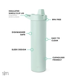 Simple Modern Filtered Water Bottle | Insulated Stainless-Steel Carbon Filter Travel Water Bottles | Reusable for Clean Drinking Water On The Go | 24oz, Retro Mint