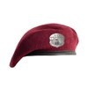 Unlined Maroon Beret with Leather Sweatband with Air Force Combat