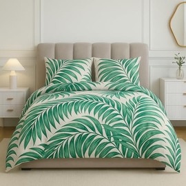 LINENSLAND® 100% Cotton Duvet Cover Set - 200 Thread Count Quilt Bedding with Pillow Cases (Double, California)