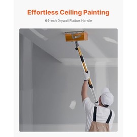 VEVOR Flat Box Handle, 40-64 in Adjustable Length, Drywall Flat Finishing Extension Handle, with Anodized Aluminum Construction, 360° Unrestricted Painting, Non-Slip Grip, for Wallboard, Plasterboard