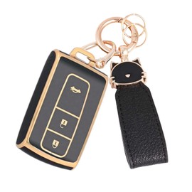 ZANEKO Key Case Compatible Toyota Daihatsu Tanto Custom Tanto Exe Move Custom Passo Miracoa Boon COO Key Cover (Black Cat, Cute), Black