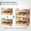 Yumkfoi Rolling Bamboo Can Organizer Rack, Stackable Double-Layer Can Organizers