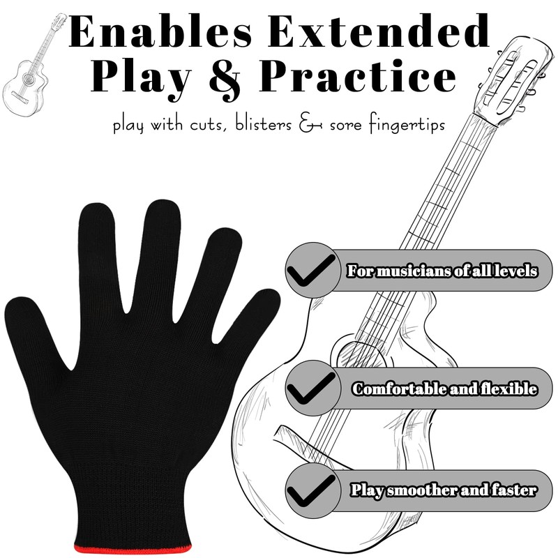 Jiuguva 4 Pack Guitar Gloves Guitar Fingertip Protector for Men