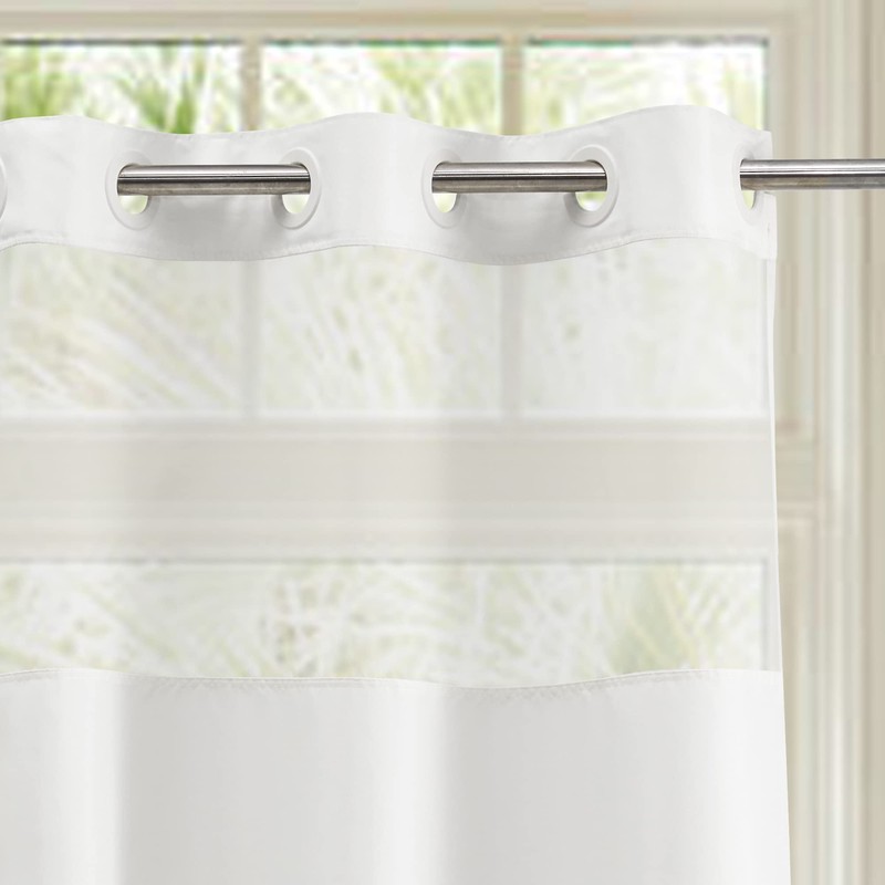River Dream White Fabric Shower Curtain or Liner with Sheer