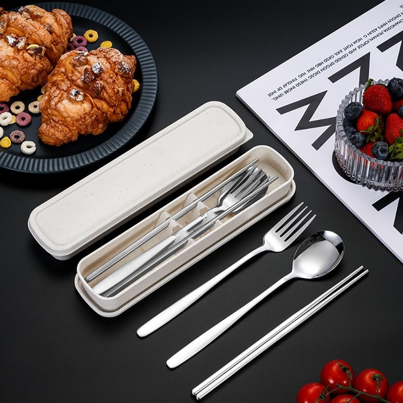 Tongke Portable Cutlery Set, Chopsticks Spoon Fork with Case Utensils