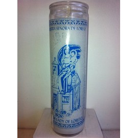 Our Lady of Loreto 7 Day Unscented White Candle in Glass (Nuestra Senora De Loreto)