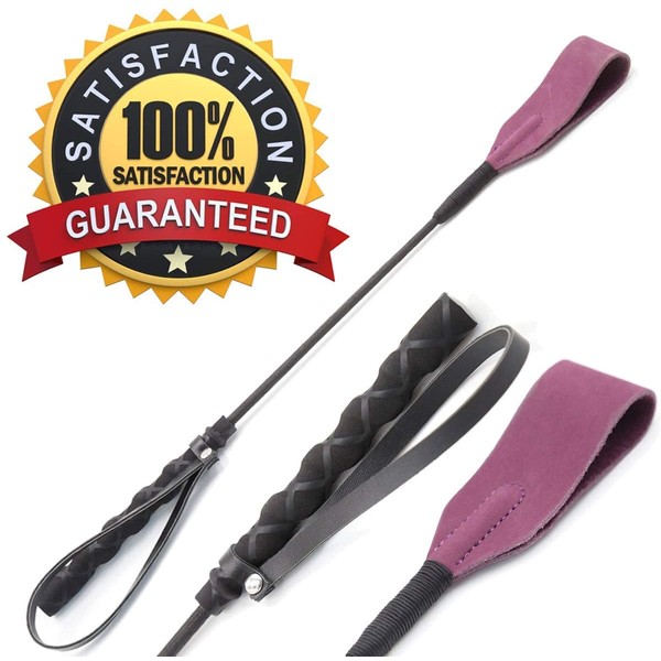18" Real Riding Crop Purple with Genuine Leather Top | Premium Quality Crops