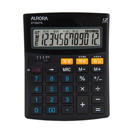Aurora DT350YXB 12 Digit Small Calculator, Black