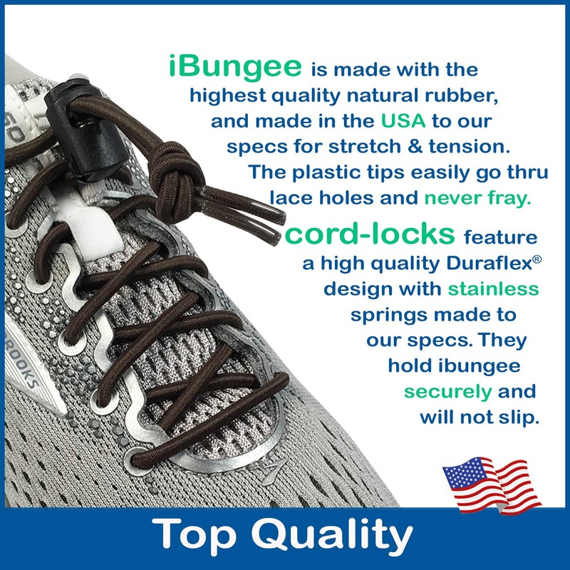 IBUNGEE LACES (Elastic No Tie Shoelaces (Brown, 42-Inch)