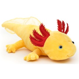 Uni-Toys Original Axolotl (yellow with blue eyes) - 32 cm (length) - plush water animal - plush toy, cuddly toy