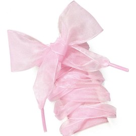 MarJunSep Satin Ribbon Shoe Laces for Sneakers, Flat Lace Shoelaces for Women Girls Shoestrings 4CM Wide (1 Pair Pink, 47")