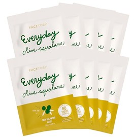 FACETORY K Beauty Mascarilla Facial Cuidado De La Piel - Everyday Olive Skin Balanceating Sheet Mask  A Base De Plantas Con Aceite De Escualano...    