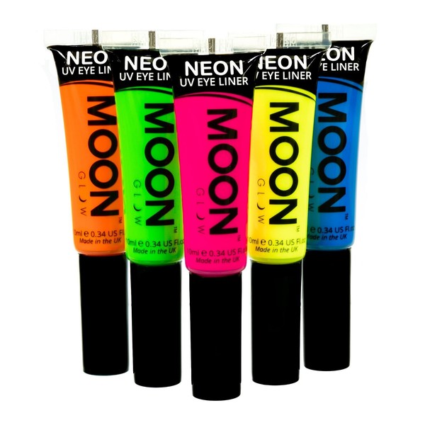 Moon Glow - Blacklight Neon Eye Liner 0.34oz Set of 5 colors – Glows brightly under Blacklights/UV Lighting!