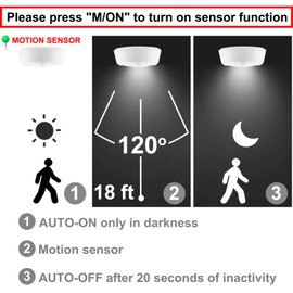 BIGMONAT Wireless Ceiling Light with Remote and Timer, Dimmable Motion Sensor Shower Light, Battery Operated LED Overhead Lighting for Bathroom Closet Hallway Pantry Laundry Stairs, 300LMs, 5.6In