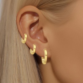 ADAIER Iced Out Hoop Earrings Cubic Zirconia Huggie Cartilage Cuff Stainless Steel Earrings Hypoallergenic Hoop Huggie Earrings For Men Women SE-33, F, Stainless Steel, No Gemstone