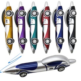 Lopenle 6Pcs Race Car Pens - Novelty Ballpoint Pens with Clip, 6 Assorted Colors (Blue Ink), Creative Car Shape Pens for School, Office, Party Favors, Gift Idea