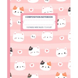 Super Cute Cats Composition Notebook: Wide Ruled Girly Pastel Pink Coquette Bows & Hearts Aesthetic Cat Cool Design; Preppy Lover Stuff; School Supplies for Girls, Kids, Teens; Perfect Gift for Girl