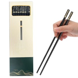 Fiberglass Chopsticks 10 Pairs, Chopsticks Reusable Chinese Style, Amber Pattern Decoration Chopsticks- Dishwasher Safe, 9.4 Inch…