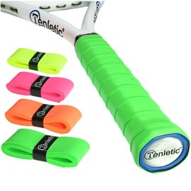 Tenletic GlowTack Racket Overgrip Tape – Neon Green, Vivid Orange, Hot Pink and Bright Yellow – 4-Pack – 0.60 mm Thickness – for Tennis, Squash, Badminton, Padel and Other Racquet Sports