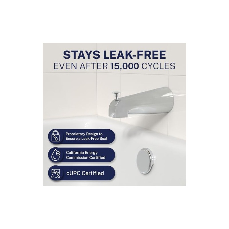 HammerHead Showers Solid Metal Tub Spout with Diverter, Slip On