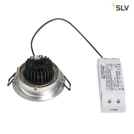 SLV New TRIA LED DL Round Set, Downlight, alu-Brushed,6W,38°, 3000K, incl. Driver, Aluminium Silvergrey