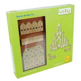 WIDU Magnetic Wooden Building Blocks, 63 Piece Master Builder Set